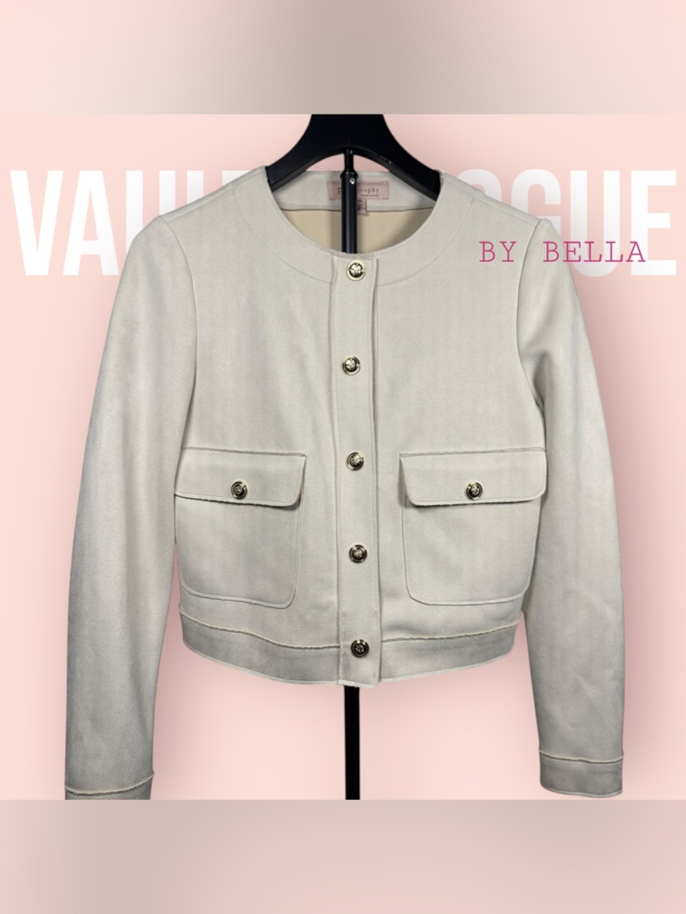 Theory Cream Button-Front Cropped Blazer